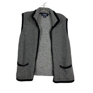 El Daws 100% Cashmere VTG Academia Checked Grandma core Wms Sweater Sz M